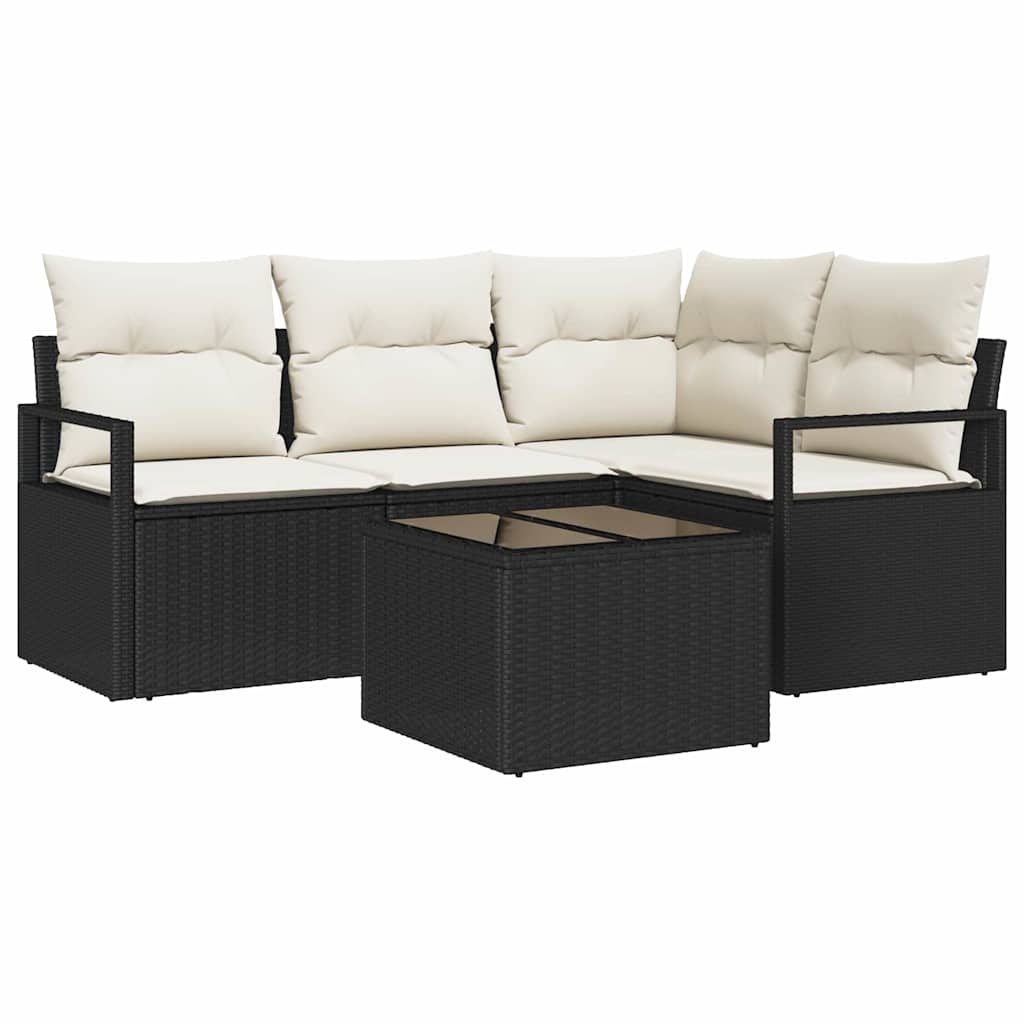 Garten-Sofa-Set mit Kissen mit Speicher 5 pcs Braun und Creme